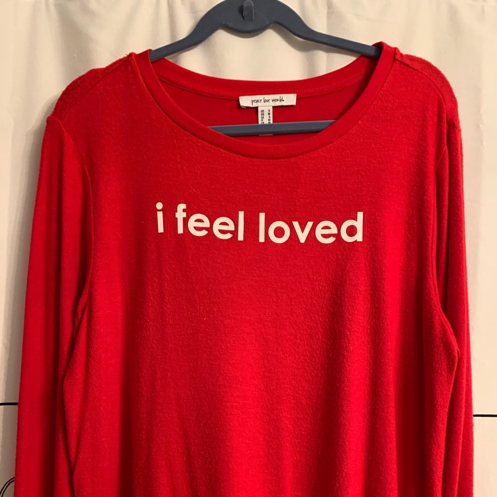 Jersey knit sweater Peace Love  World